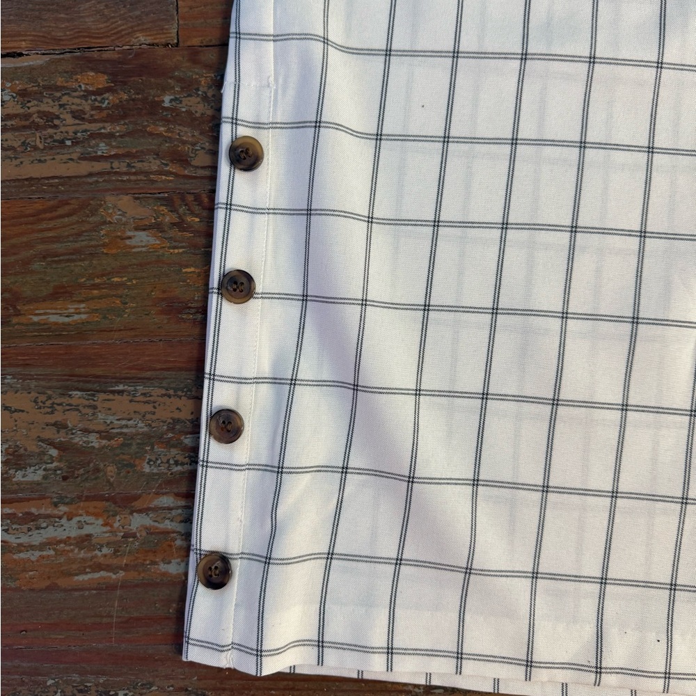 Skies Are Blue Windowpane Plaid Wide Leg Crop Pull On Pants Button Hem Sz S ๐๐ - Picture 6 of 8